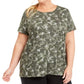 Ideology Women's Printed Keyhole Top Green Size 3X