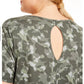 Ideology Women's Printed Keyhole Top Green Size 3X