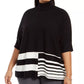 Alfani Women's Plus Size Colorblocked Turtleneck Poncho Black Size 2X