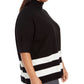 Alfani Women's Plus Size Colorblocked Turtleneck Poncho Black Size 2X
