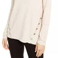 Alfani Women's Petite Hardware Seamed Pullover Sweater Beige Size Medium