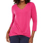 JM Women's Colletion Embellished Twist-Front Top Med Pink Size XX Large