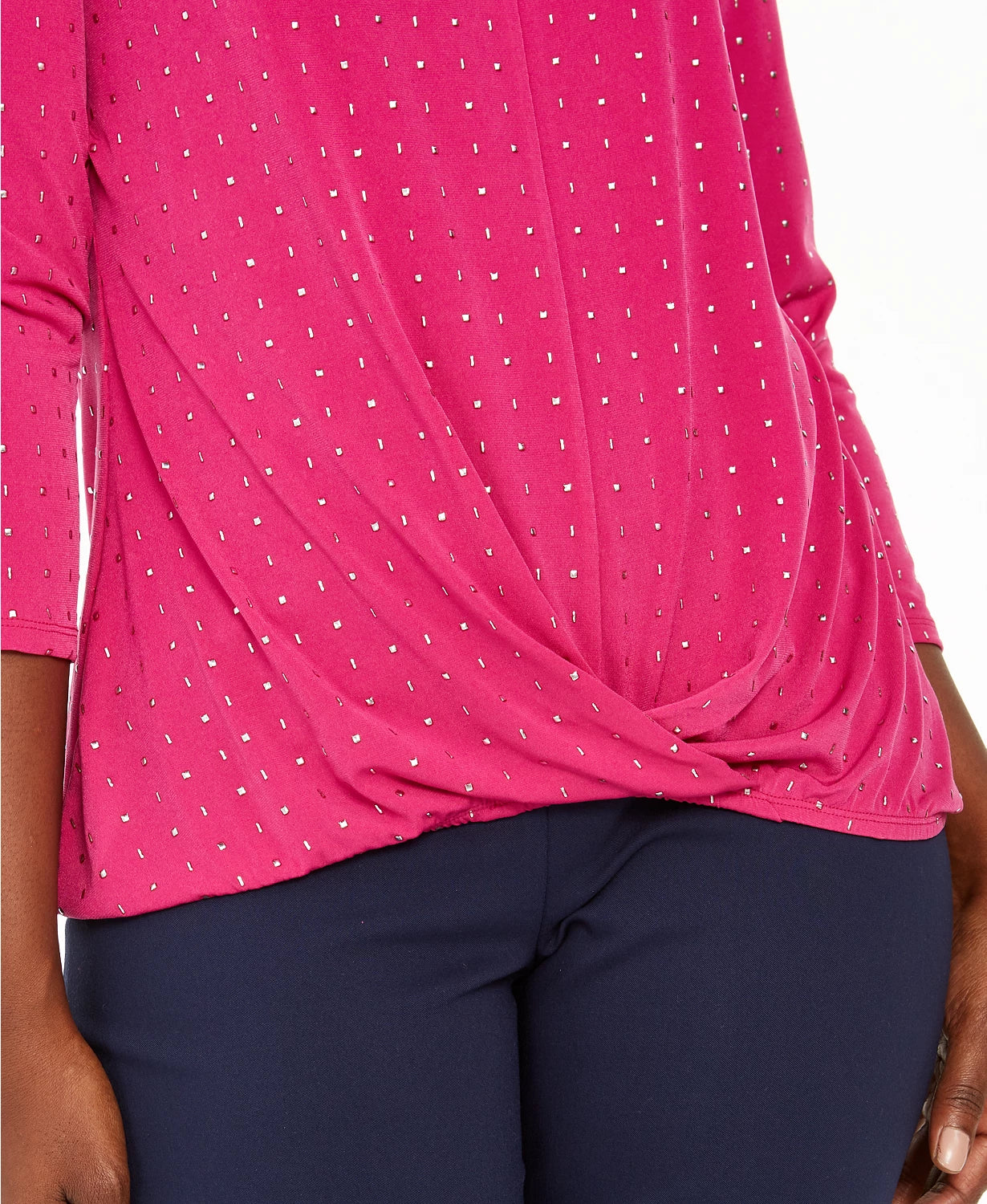 JM Women's Colletion Embellished Twist-Front Top Med Pink Size XX Large