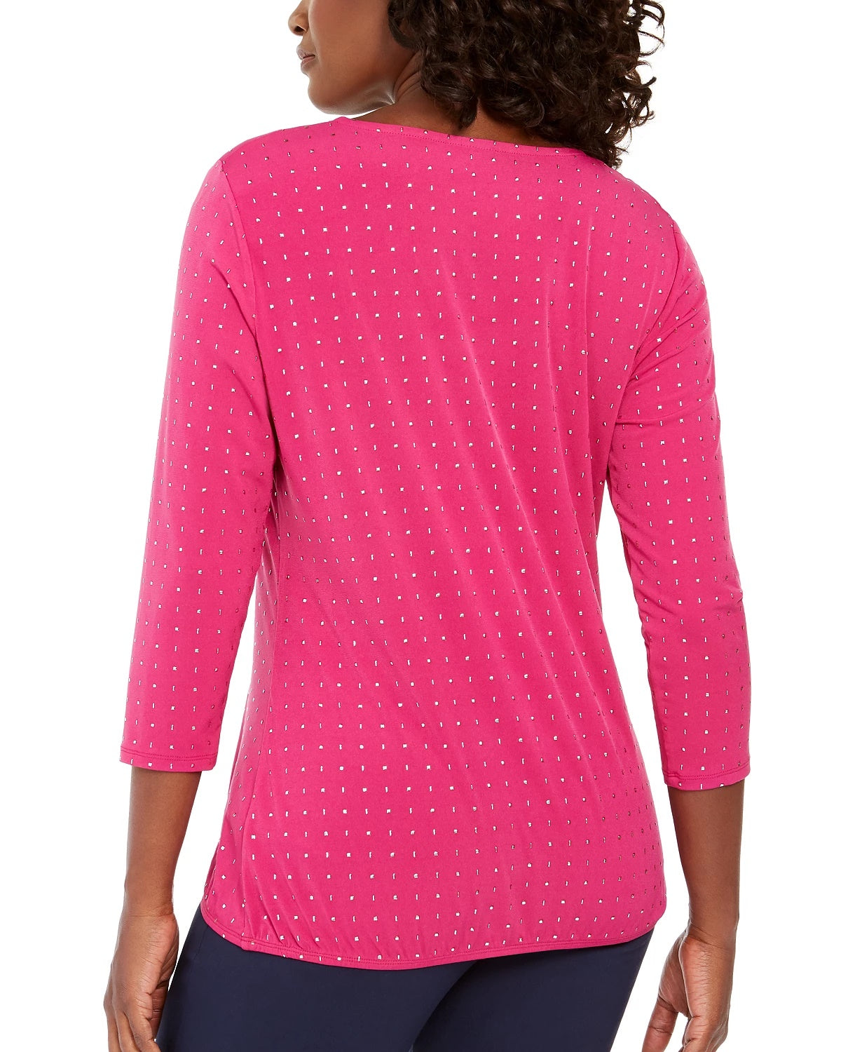 JM Women's Colletion Embellished Twist-Front Top Pink Size Large