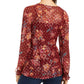 Style & Co Women's Printed Drawstring-Waist Top Dark Red Size Medium