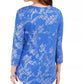 JM Collection Women's 3/4 Sleeve Printed Top Blue Size X-Small