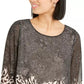Alfani Women's Mixed-Print Bubble Top Black Size Petite Medium