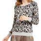 Alfani Women's Metallic Animal-Print Sweater Gray Size Medium
