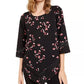 Alfani Women's Printed Point Hem Tunic Black Size Petite Small