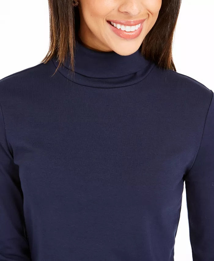 Charter Club Women's Pima Turtleneck Top Blue Size XX-Large