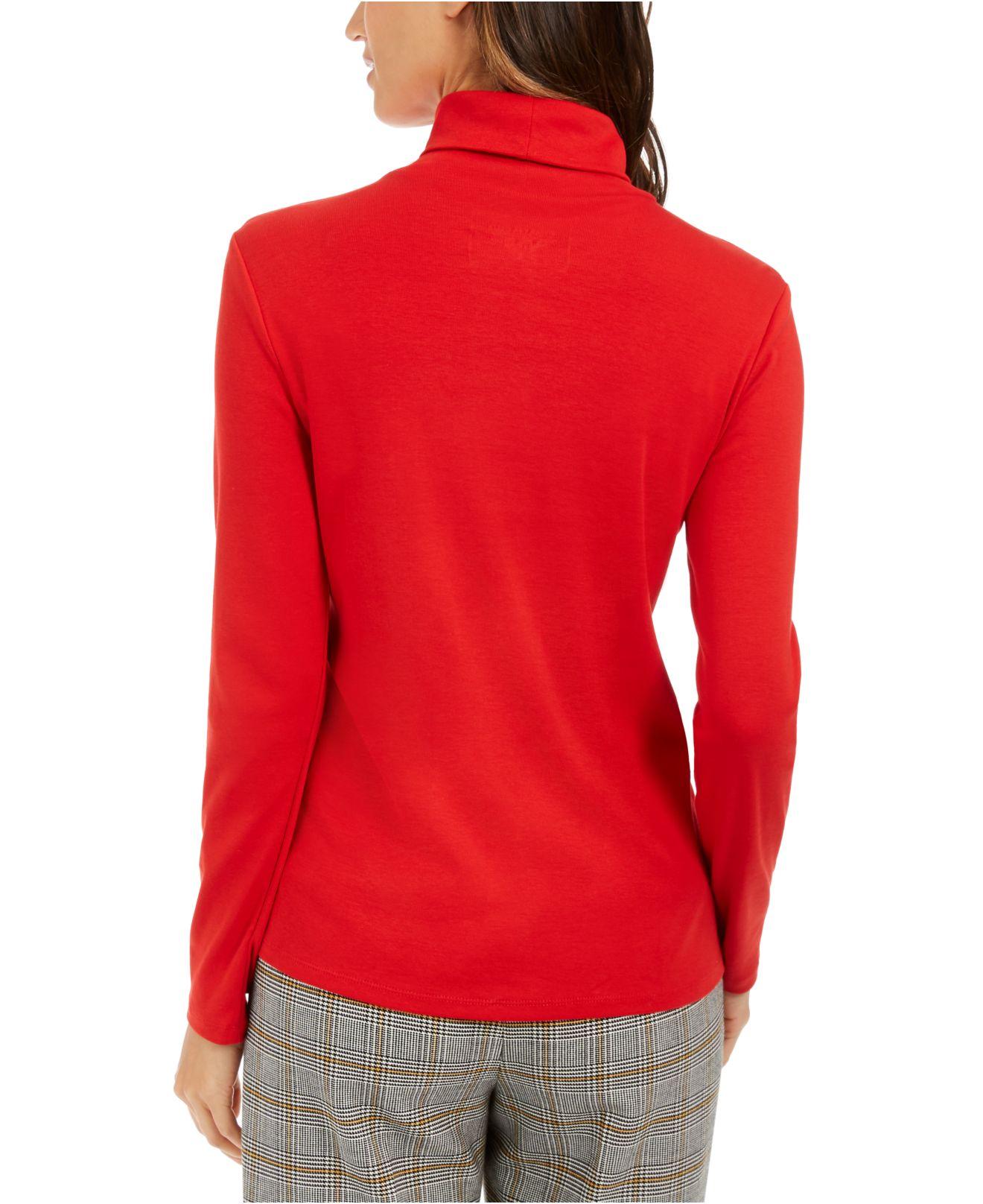 Charter Club Women's Pima Turtleneck Top Medium Red Size Large