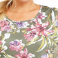 Ideology Women's Palm Floral Print Top Green Size 3X