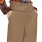 INC International Concepts Women's Paperbag-Waist Wide-Leg Pants Brnoverflw Size 10