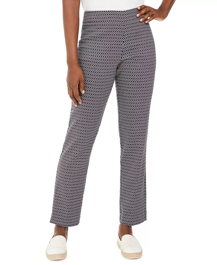 JM Collection Women's Jacquard Pull On Pants Blue Size Large
