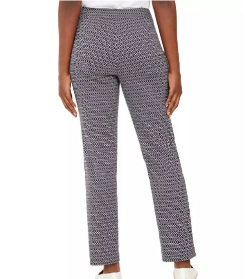JM Collection Women's Jacquard Pull On Pants Blue Size Large