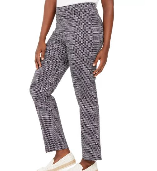JM Collection Women's Jacquard Pull On Pants Blue Size Large