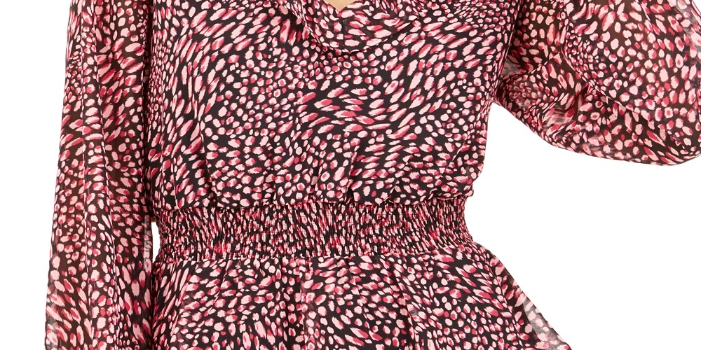 Bar III Women's Ditsy Print Low Back Ruffled Top Red Size X-Large