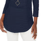 JM Collection Women's Wavy Textured Knit Top Blue Size Large