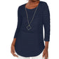 JM Collection Women's Wavy Textured Knit Top Blue Size Medium