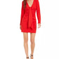 INC International Concepts Women's Drape-Front Sheath Dress Red Size Large