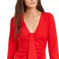 INC International Concepts Women's Drape-Front Sheath Dress Red Size Large