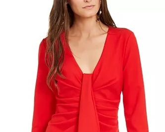 INC International Concepts Women's Drape-Front Sheath Dress Red Size Large