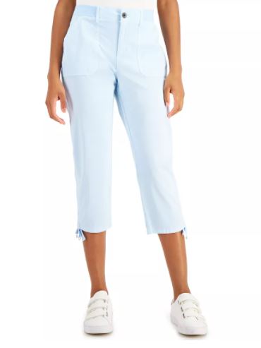 Style & Co Women's Tie Hem Capri Pants Bright Blue Size 4