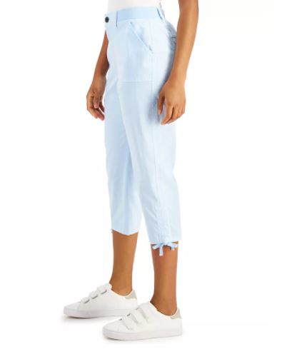 Style & Co Women's Tie Hem Capri Pants Bright Blue Size 4
