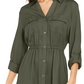 Style & Co Women's Solid Utility Shirtdress Green Size Large