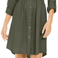 Style & Co Women's Solid Utility Shirtdress Green Size X-Large