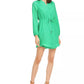 Maison Jules Women's Printed Drawstring Dress Bright Green Size Medium