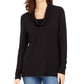Charter Club Women's Cowlneck Top Black Size Medium