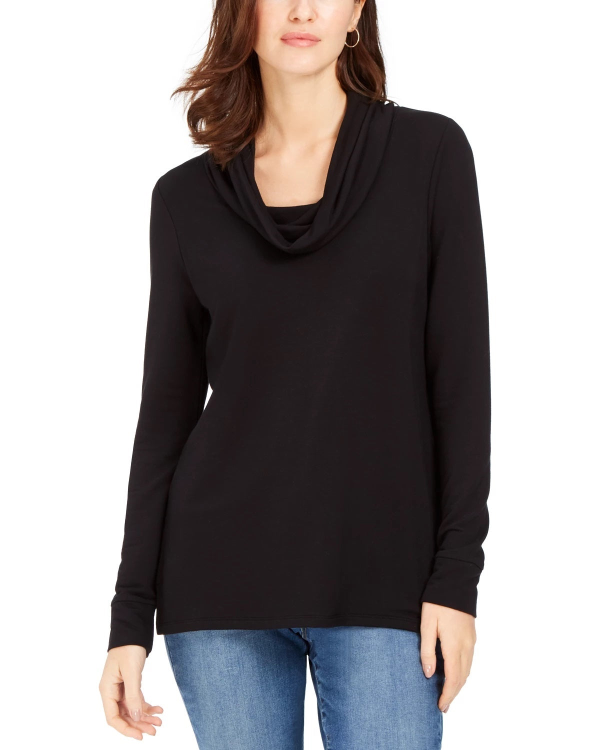 Charter Club Women's Cowlneck Top Black Size Medium
