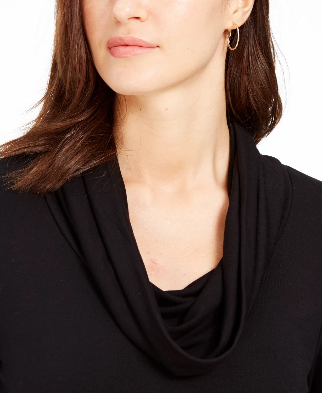 Charter Club Women's Cowlneck Top Black Size Large