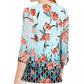 JM Collection Women's Gatsby Printed Lattice Neck Top Navy Size Medium