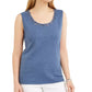 Karen Scott Women's Lattice Neck Tank Top Blue Size X-Small