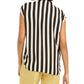 Bar III Women's Striped Tie Neck Blouse Black Size Small