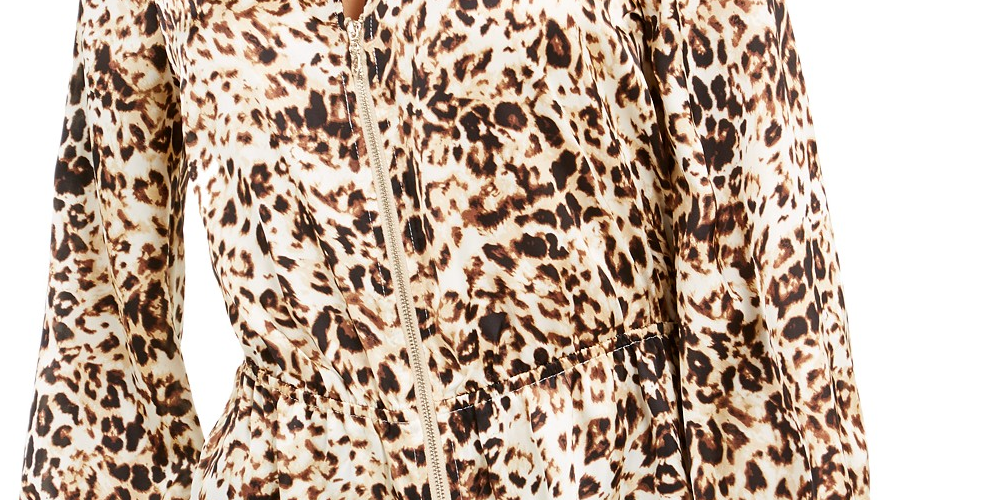 Thalia Sodi Women's Printed Zip Peplum Top Brown Size Medium