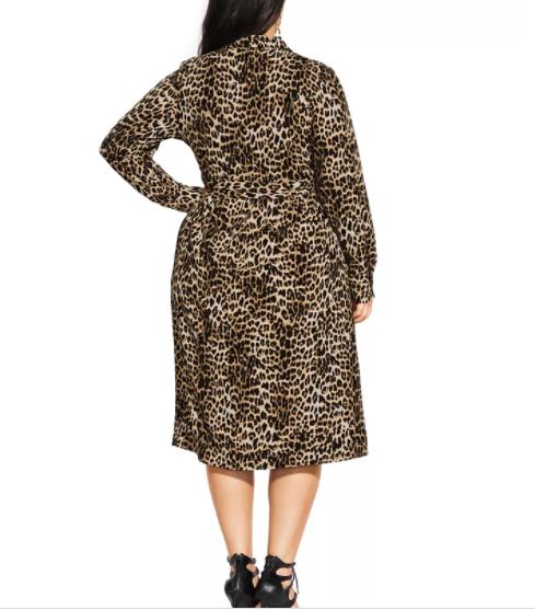 City Chic Women's Trendy Plus Leopard Print Shirtdress Black Size 22W