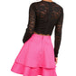 City Studios Junior's 2 Pc Lace Top & Satin Skirt Dress Pink Size 5