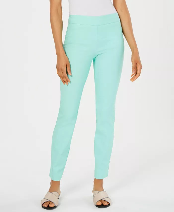 Charter Club Women's Petite Cambridge Tummy-Control Slim-Leg Pants Bright Blue Size 18X4.5
