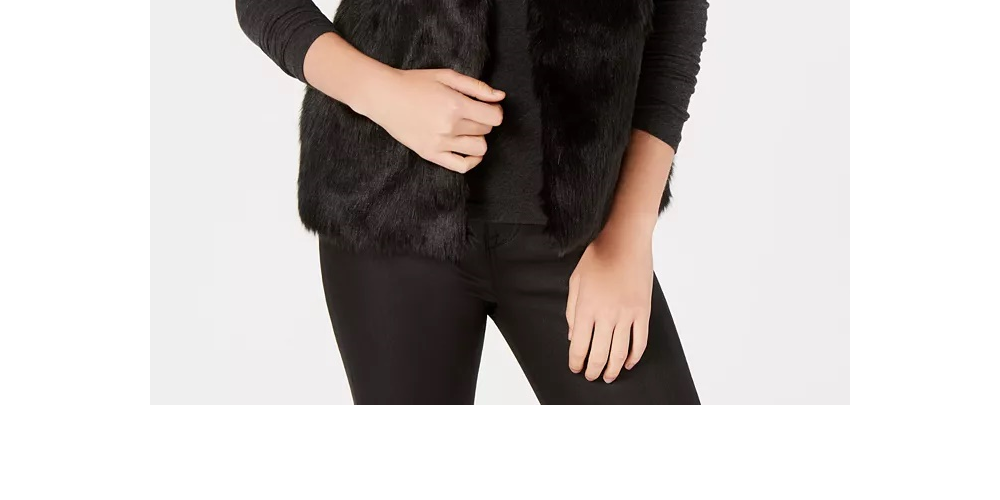 Say What? Juniors' Faux Fur Vest Black Size Medium