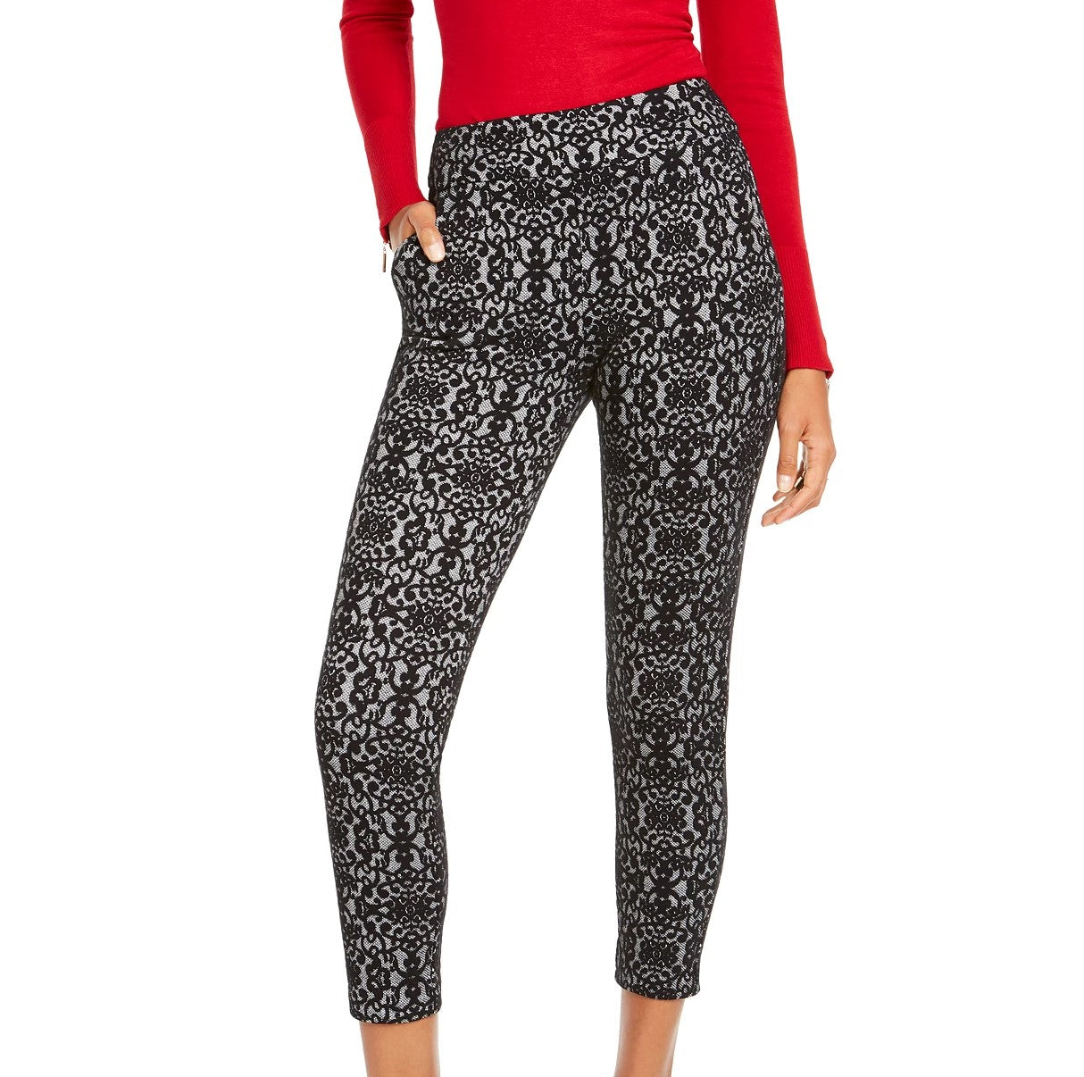 Thalia Sodi Women's Printed Skinny Cropped Trousers