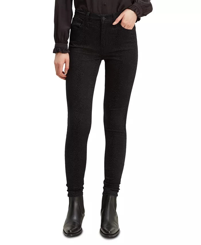 Levi's Women's 720 Python-Print High-Rise Super Skinny Jeans Black Size 30X30