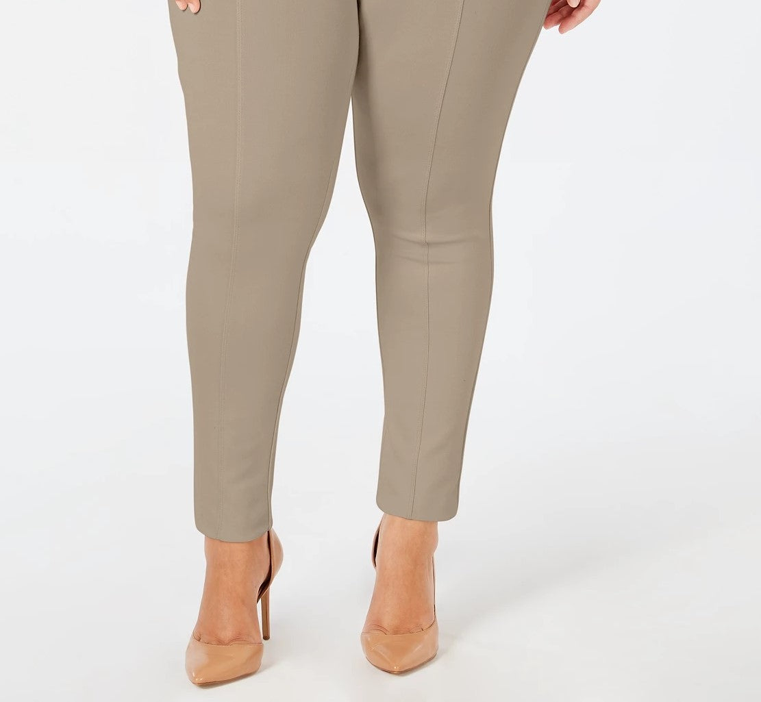 Style & Co Women's Plus Size Seamed Ponte Leggings Brown Size 24