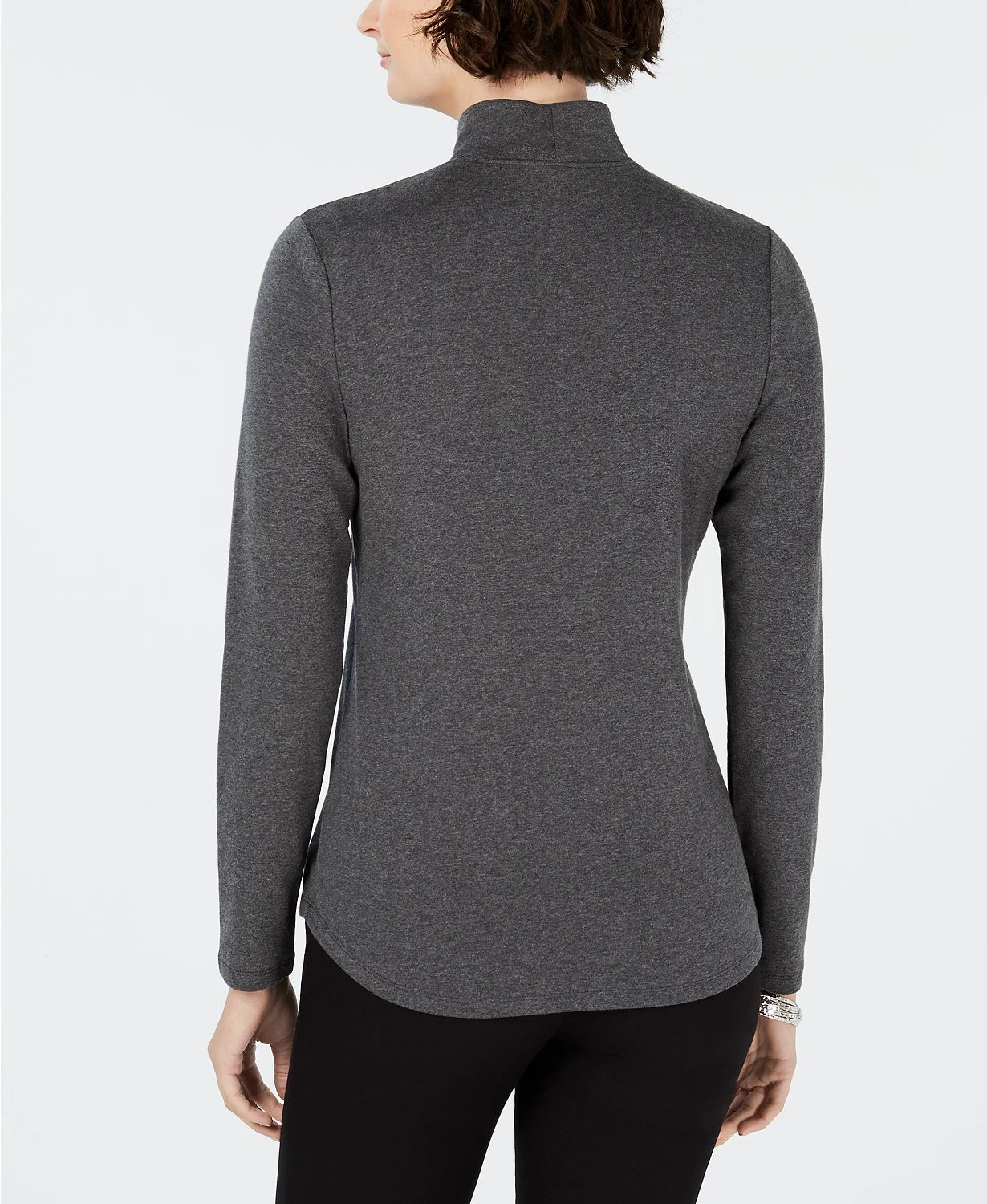 Charter Club Women's Cotton Mock Neck Top Dark Gray Size X-Large