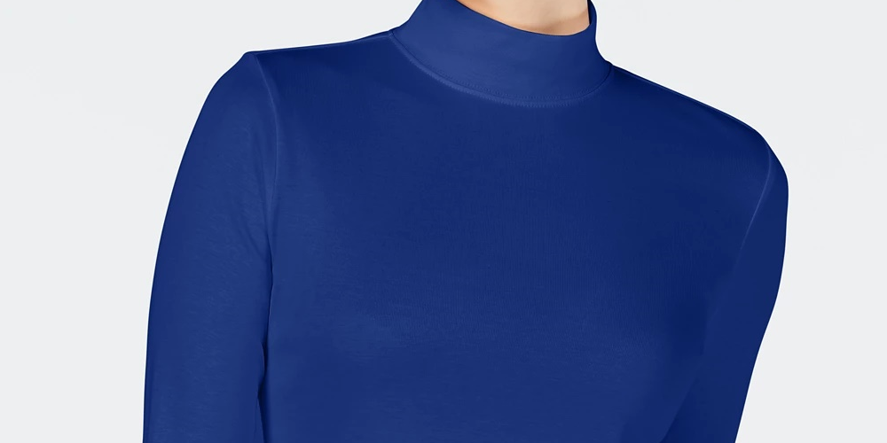 Charter Club Women's Cotton Mock Neck Top Blue Size XX-Large