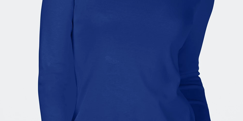 Charter Club Women's Cotton Mock Neck Top Blue Size XX-Large