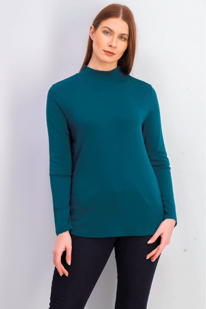 Charter Club Women's Cotton Mock-Neck Top Dark Green Size XX Large