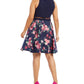 बी डार्लिन महिलाओं की ट्रेंडी प्लस साइज़ इल्यूजन फ्लोरल-प्रिंट फिट एंड फ्लेयर ड्रेस नेवी साइज़ 20